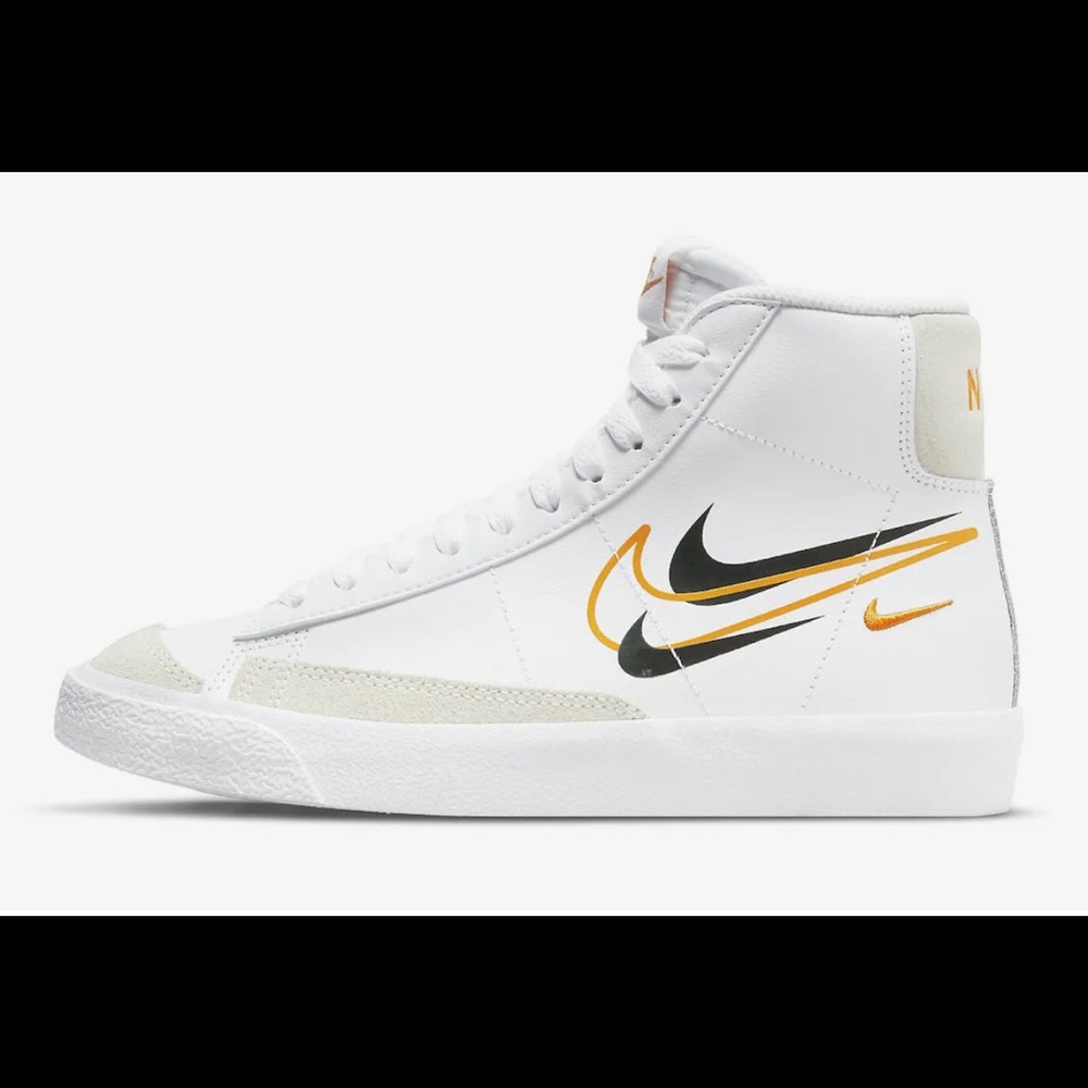 Nike Blazer Mid '77 GS “Multi Swoosh” White Black Kumquat DV7142-100 Size 7Y - Picture 2 of 6